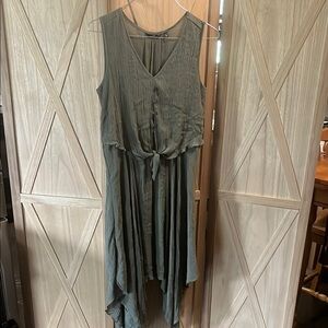 Mlle Gabrielle Green Asymmetrical Tiered Sundress